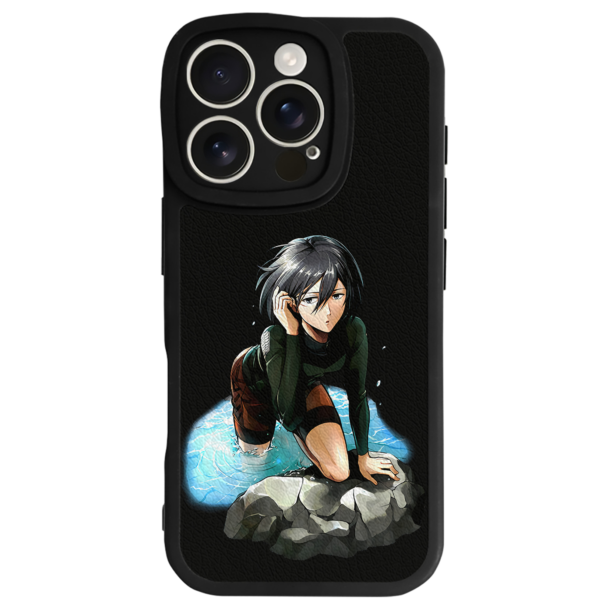 （画像用） 進撃の巨人 ミカサ·アッカーマン Attack on Titan Mikasa Ackerman 【iPhone 16シリーズ対応】シリコンスマホケース（レザー調） 材質：シリコン